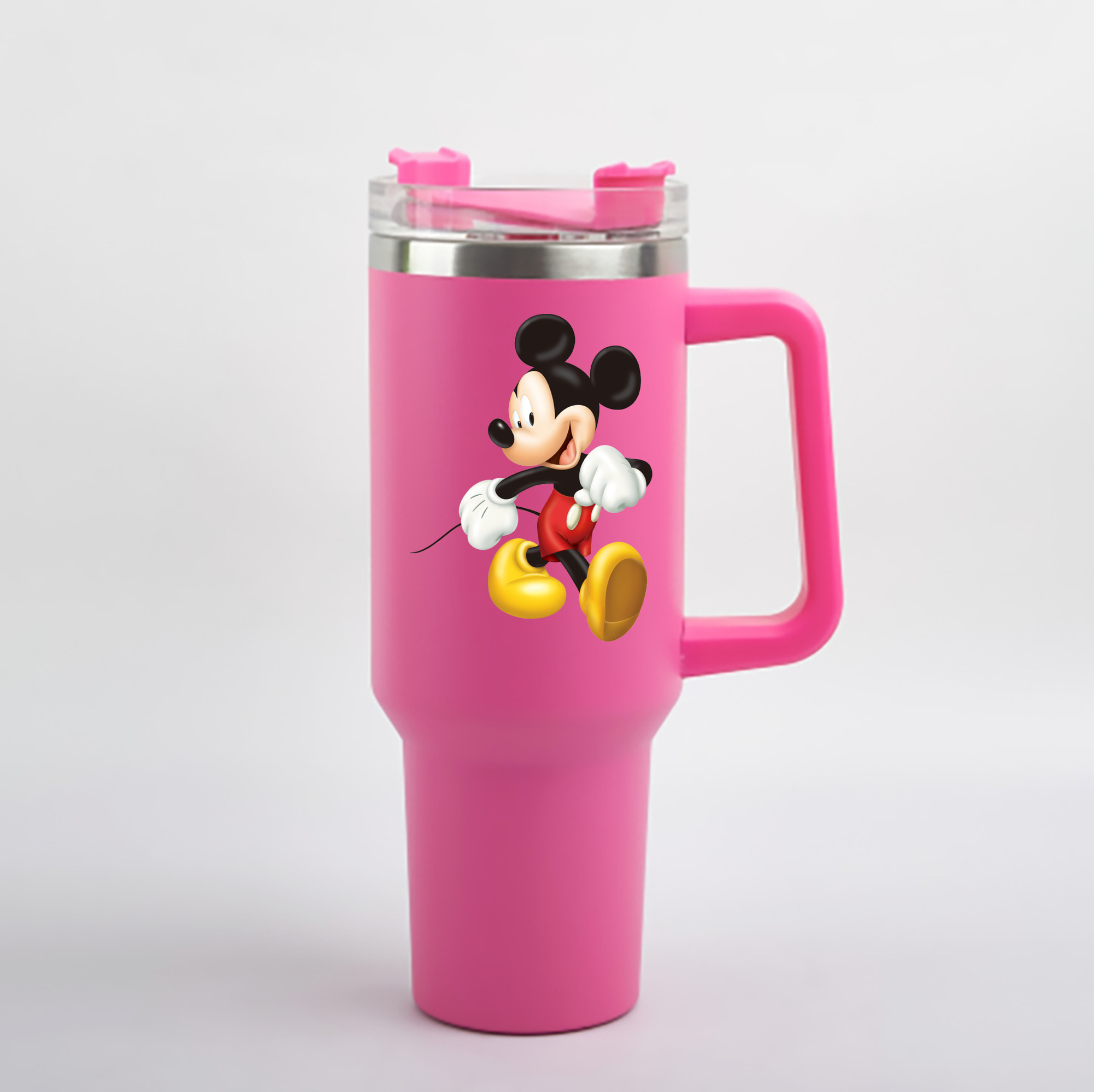 （画像用） ミッキーマウス Mickey Mouse 1200mL車用タンブラー - クリスタルステッカー（プラスチックストロー付き）